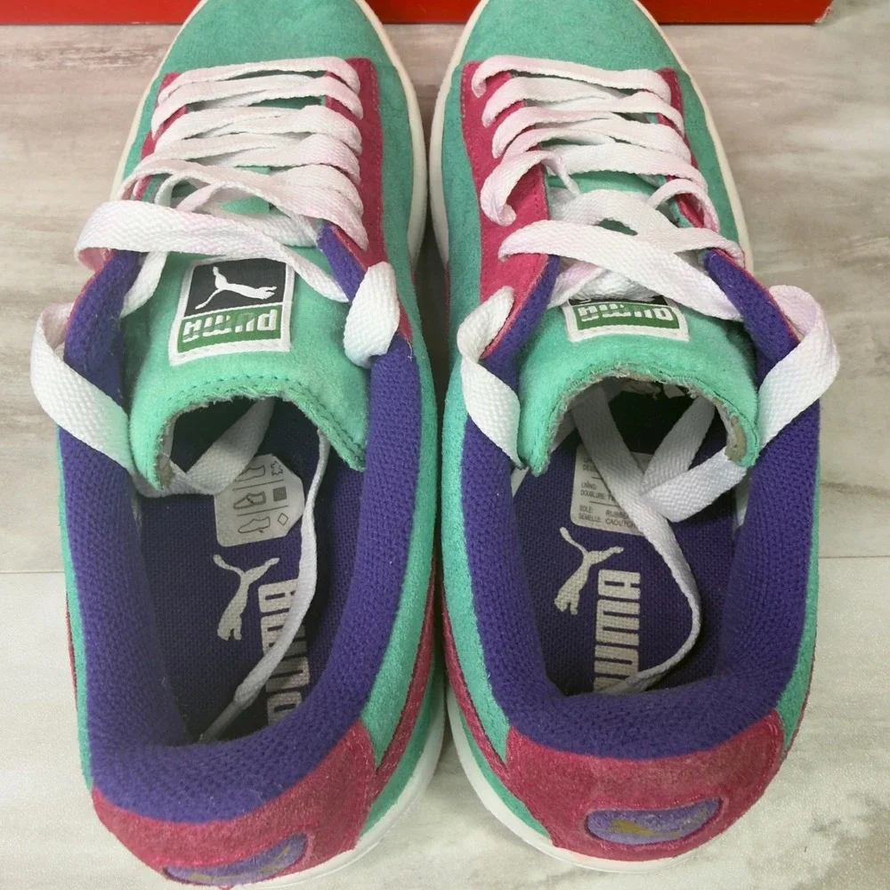 Puma Suede Womens Size 8 Sneakers Multi-Color Teal Pink Purple 355110 - Picture 6 of 9